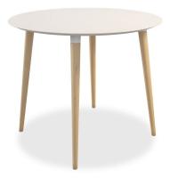 Стол обеденный Сканди 2, (900х900х750) белый/светлый лак фото Стол обеденный Сканди 2, (900х900х750) белый/светлый лак