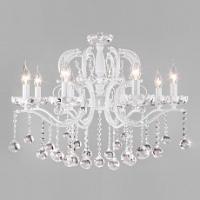 Подвесная люстра Eurosvet Brezza 10107/8 глянцевый белый/прозрачный хрусталь Strotskis фото Подвесная люстра Eurosvet Brezza 10107/8 глянцевый белый/прозрачный хрусталь Strotskis. Фото №1