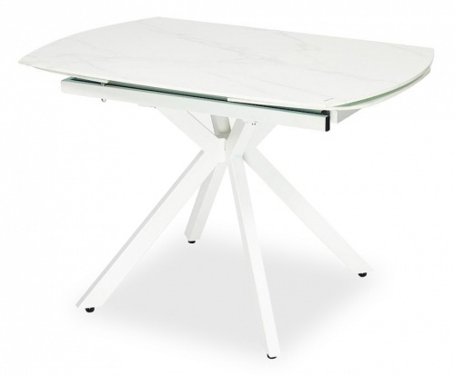 Стол RIDGE (mod. 8068) металл/стекло, 120-180/80/75см, белый мрамор/белый. Фото №1
