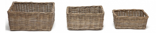 Корзина Secret De Maison Pago (набор из 3 штук )  натуральный ротанг, 55*44*26/49*38*22/43*32*18 см, Натуральный Кубу / Natural Kubu. Фото №1