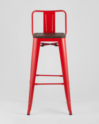 Стул барный TOLIX WOOD со спинкой красный глянцевый. Фото