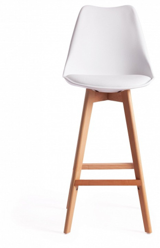 Стул Secret De Maison TULIP BAR (mod. C1014H) пластик/дерево, 57 х 48 х 104 см, белый 018 /натуральный  (поставляется по 4 шт). Фото №2