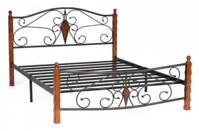 Кровать VIKING (mod. 9227) дерево гевея/металл, 160*200 см (Queen bed), красный дуб/черный фото Кровать VIKING (mod. 9227) дерево гевея/металл, 160*200 см (Queen bed), красный дуб/черный. Фото №2