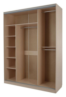 Шкаф-купе Бассо 7-600 Европа (полки слева) дуб млечный фото Шкаф-купе Бассо 7-600 Европа (полки слева) дуб млечный. Фото