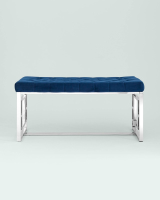 Банкетка-скамейка БРУКЛИН велюр синий сталь серебро фото Банкетка-скамейка БРУКЛИН велюр синий сталь серебро. Фото №4