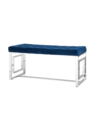 Банкетка-скамейка БРУКЛИН велюр синий сталь серебро фото Банкетка-скамейка БРУКЛИН велюр синий сталь серебро. Фото №2