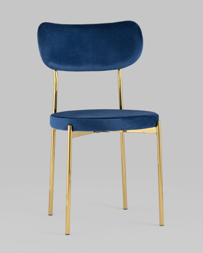 Стул Барбара велюр синий золотые ножки. Фото №3