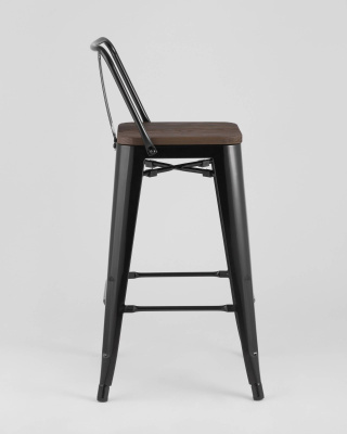 Стул полубарный TOLIX WOOD со спинкой черный глянцевый. Фото