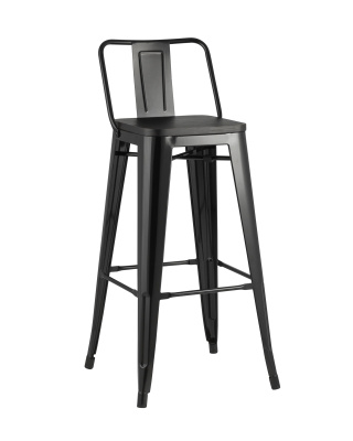 Стул полубарный TOLIX WOOD со спинкой черный глянцевый. Фото