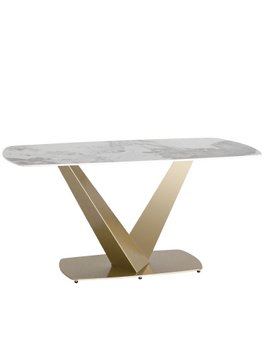 Стол обеденный Аврора 160*90 керамика светлая фото Стол обеденный Аврора 160*90 керамика светлая. Фото №2