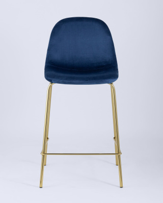 Стул полубарный Валенсия велюр синий золотые ножки. Фото