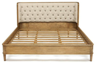 Кровать Secret De Maison CASTRO ( mod. BED 19-01 K ) красное дерево, 209х189х115см, античный дуб, ткань кремовая. Фото