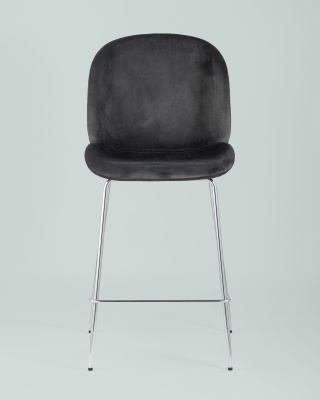 Стул полубарный Beetle со спинкой серый хромированные ножки. Фото №5