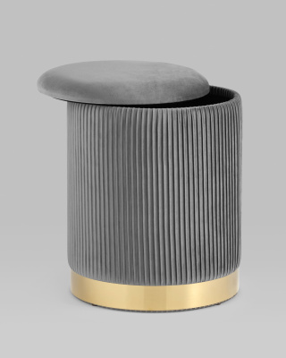 Пуф Шарлотта с ящиком велюр серый фото Пуф Шарлотта с ящиком велюр серый. Фото №4
