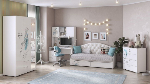 Детский гарнитур Гламур К1 белый/белый глянецбелый/белый глянец. Фото №1