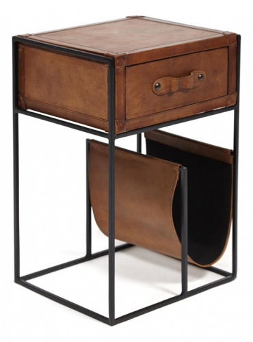 Тумба Secret De Maison BREAK ( mod. 2661) металл/кожа буйвола, 38x33x60, Античный светлый. Фото №1