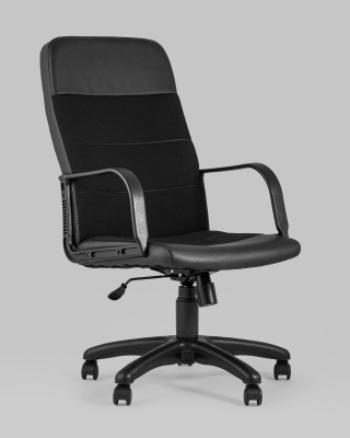 Кресло офисное Чарли экокожа ткань черный. Фото