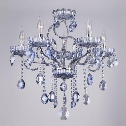 Подвесная люстра Eurosvet Darfina 3015/5 хром/лазурный хрусталь Strotskis. Фото №1