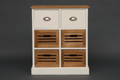 Комод с 6 ящиками Secret De Maison BOLLARD ( mod. HX13-416 ) paulownia, мдф, 70x32x60см, butter white/brown (слоновая кость/коричневый). Фото