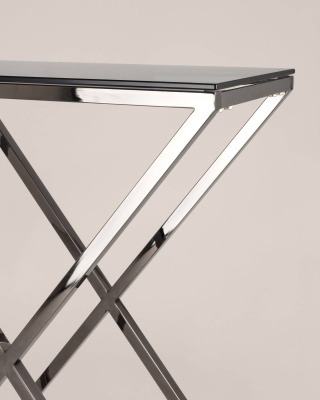 Консоль ИНСИГНИЯ 115*30 сталь темный хром стекло smoke. Фото