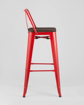 Стул барный TOLIX WOOD со спинкой красный глянцевый. Фото