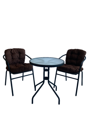 Комплект садовый "Бистро" BISTRO с коричневыми подушками. Фото №2