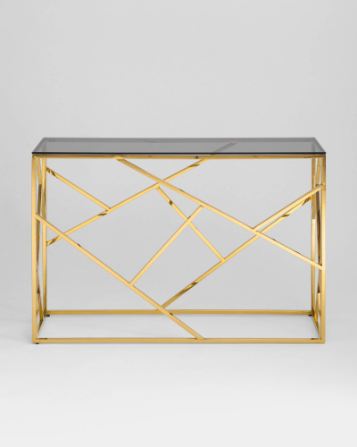 Консоль АРТ ДЕКО 115*30 золото стекло smoke. Фото №4