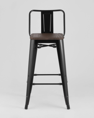 Стул полубарный TOLIX WOOD со спинкой черный глянцевый. Фото