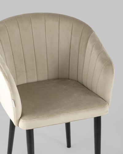 Стул с подлокотниками Нейтон велюр бежевый. Фото №9