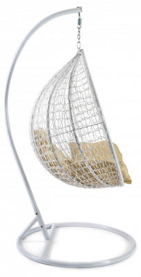 Кресло подвесное (mod. SC-001) с подушкой Металл/Искусственный ротанг, стойка:105х105х195см корзина:105х68х118см, стойка:белый,корзина:белый фото Кресло подвесное (mod. SC-001) с подушкой Металл/Искусственный ротанг, стойка:105х105х195см корзина:105х68х118см, стойка:белый,корзина:белый. Фото №2